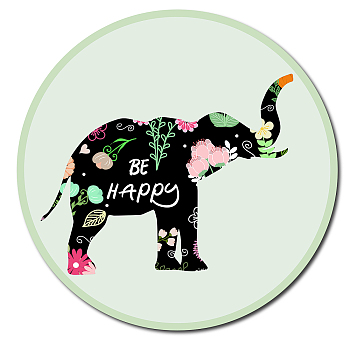 Rubber with Cloth Mouse Pad, Customization Mouse Pad, Flat Round, Elephant Pattern, 20x0.3cm