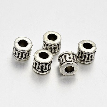 Tibetan Style Alloy Column Spacer Beads, Lead Free & Cadmium Free & Nickel Free, Antique Silver, 5x5mm, Hole: 2.5mm