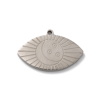 Bohemian Style 304 Stainless Steel Pendant, Eye, Stainless Steel Color, 14x21x1mm, Hole: 1.2mm
