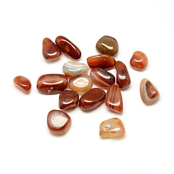 Natural Red Agate Beads, Tumbled Stone, Healing Stones for 7 Chakras Balancing, Crystal Therapy, Meditation, Reiki, No Hole/Undrilled, Dyed, Nuggets, 15~30x10~20x10~15mm, about 135pcs/1000g