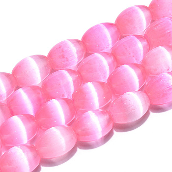 Dyed Natural Selenite Beads Strands, Barrel, Hot Pink, 14~14.5x10mm, Hole: 0.9mm, about 28pcs/strand, 15.67''(39.8cm)