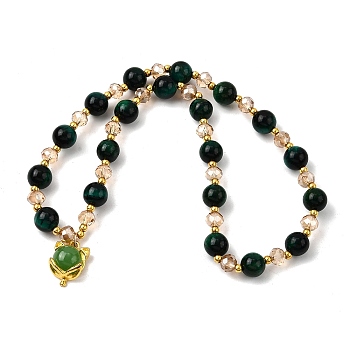 Dyed Natural Tiger Eye Beads Stretch Bracelets, Feng Shui Energy Stone Bracelets, Cat, Green, 6-3/4 inch(17cm)