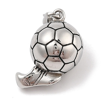 Anti-Tarnish 304 Stainless Steel Pendants, Football & Shoes Charm, Stainless Steel Color, 35x21x17mm, Hole: 3.5x8mm