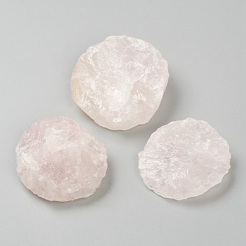 Rough Raw Natural Rose Quartz Beads, for Tumbling, Decoration, Polishing, Wire Wrapping, Wicca & Reiki Crystal Healing, No Hole/Undrilled, Flat Round, 44~53x11~24.7mm