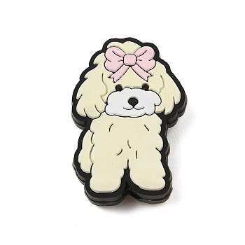 Silicone Beads, DIY Necklaces and Bracelets Making, Cartoon Animal, Creamy White, Dog, 30x20.5x8mm, Hole: 3mm