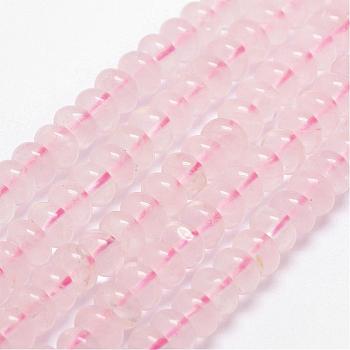 Natural Rose Quartz Beads Strands, Rondelle, 8x5mm, Hole: 1mm, about 77pcs/strand, 14.9 inch~15.1 inch
