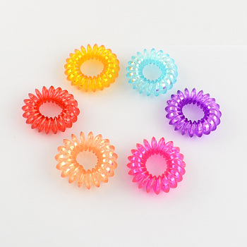 Telephone Cord Elastic Hair Ties, Ponytail Holder, Plastic, Mixed Color, 12mm