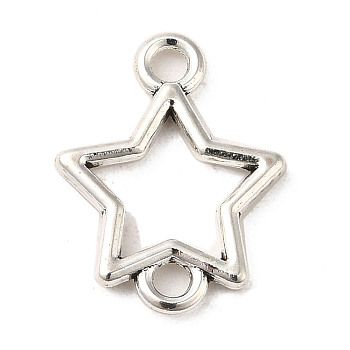 Tibetan Style Alloy Connector Charms, Cadmium Free & Lead Free, Star, Antique Silver, 15.5x11.5x1.5mm, Hole: 1.8mm