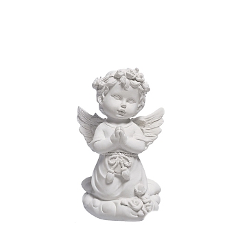 Resin Praying Angel Statue Figurines Home Outdoor Garden Decoration, White, 80x70x130mm