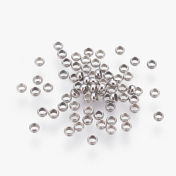 201 Stainless Steel Beads, Rondelle, Stainless Steel Color, 2.5x1mm, Hole: 1.4mm