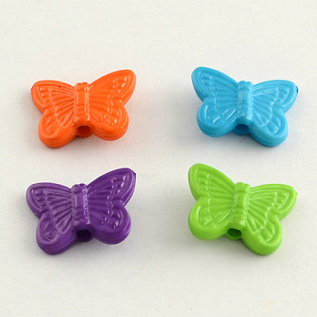 Opaque Acrylic Beads, Butterfly, Mixed Color, 11x14x4mm, Hole: 2mm, about 1900pcs/500g