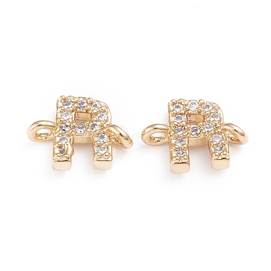 Real 18K Gold Plated Clear Alphabet Brass+Cubic Zirconia Links