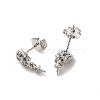 Brass Micro Pave Cubic Zirconia Studs Earrings Findings(EJEW-H128-05P)-2