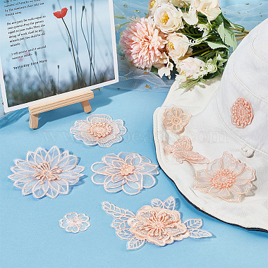 20 Pcs 9 Style Flower & Butterfly Organgza Lace Embroidery Ornament Accessories(DIY-NB0007-72)-5