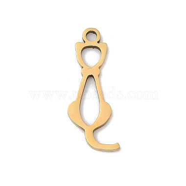 Real 18K Gold Plated Cat Shape 201 Stainless Steel Pendants