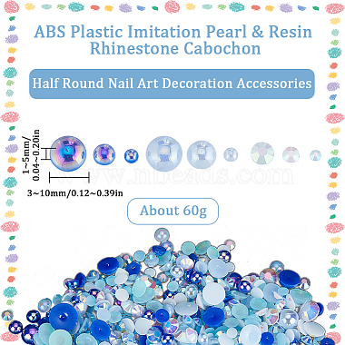 2 Bags ABS Plastic Imitation Pearl with Resin Rhinestone Cabochon(MRMJ-SC0001-20A)-2