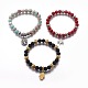 Natural & Synthetic Mixed Stone Round Beaded Stretch Charm Bracelets(BJEW-L648-08)-1