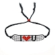 Glass Seed Wide Band with Word I Love U Heart Friendship Link Bracelet for Women(BJEW-P269-11)-2