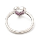 Rack Plating Brass Micro Pave Camellia & Crystal Cubic Zirconia Heart Rings(RJEW-E064-15P)-3