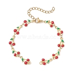 304 Stainless Steel Enamel Red Cherry Link Chain Bracelet Making, Golden, 6-1/8 inch(15.6cm)(AJEW-JB01481)