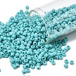 TOHO 8/0 Round Beads, Japanese Seed Beads, (55F) Opaque Frost Turquoise, 3mm, Hole: 1mm, about 1110pcs/50g(SEED-XTR08-0055F)