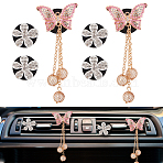 6Pcs Alloy Rhinestone Car Air Vent Clips, Automotive Interior Trim, with Magnetic Ferromanganese Iron & Plastic Clip, Mixed Color, 45mm(HJEW-OC00250)