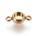 Ion Plating(IP) 304 Stainless Steel Links Connectors Settings, Plain Edge Bezel Cups, Flat Round, Golden, Tray: 4mm, 12x6.5x3mm, Hole: 1.8mm(STAS-K202-02B-G)
