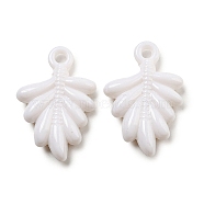 Opaque Acrylic Pendants, Leaf Charms, White, 33x22x6mm, Hole: 3mm, about 250pcs/500g.(SACR-L007-039C)