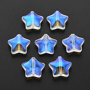 Electroplate Transparent Glass Beads, AB Color Half Plated, Star, Clear AB, 12.5x13x5mm, Hole: 1mm(X-GLAA-T022-25-B01)