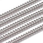 Handmade 304 Stainless Steel Curb Chains, Twisted Chains, Unwelded, Faceted, Stainless Steel Color, 5x4x2mm, Wire: 1.2mm(STAS-F229-06C-P)