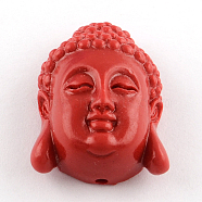Dyed Buddha Head Synthetical Coral Beads, FireBrick, 27~28x20~21x12mm, Hole: 1.5mm(CORA-R011-17D)