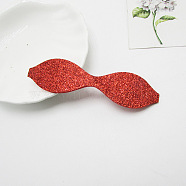 Glitter Non Woven Fabric Decoration Accessories, with Paillette/Sequins, Hair Bow, Bowknot, Red, 105x25x0.02mm(AJEW-WH0098-61D)