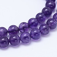 Natural Amethyst Round Bead Strands, Grade AB+, 12mm, Hole: 1mm, about 32pcs/strand, 15.5 inch(G-M212-12mm-02B)