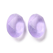 Frosted Glass Rhinestone Cabochons, Faceted, Pointed Back, Egg Shape, Violet, 14x10x5.5mm(RGLA-G022-05A-371)