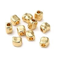 Rack Plating Brass Spacer Beads, Long-Lasting Plated, Lead Free & Cadmium Free, Textured Rectangle, Real 18K Gold Plated, 5x5x4mm, Hole: 2mm(KK-K346-30G)