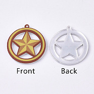 Acrylic Pendants, PVC Printed on the Front, Film and Mirror Effect on the Back, Star, Goldenrod, 23.5x22x2mm, Hole: 1mm(X-OACR-S035-13C)