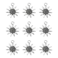 Lead Free and Cadmium Free! Tibetan Style Sunflower Pendant, Antique Silver, 22x18x3.50mm, Hole: 3mm(X-LF8977Y)