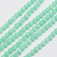 Natural Malaysia Jade Beads Strands, Imitation Amazonite, Round, Dyed, Aquamarine, 4mm, Hole: 0.8mm, about 92pcs/strand, 15 inch(X-G-A146-4mm-B06)