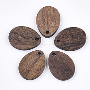 Walnut Wood Pendants, Teardrop, Saddle Brown, 17.5~18x13x2.5~3mm, Hole: 1.8mm(WOOD-S054-36)