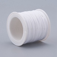 Braided Nylon Thread, DIY Material for Jewelry Making, White, 0.8mm, 100yards/roll(NWIR-K013-A11)