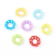 7Pcs 7 Colors Opaque Acrylic Curb Chain Finger Rings, Mixed Color, US Size 10, Inner Diameter: 20mm, 1pc/color(RJEW-JR00327)