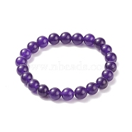 Natural Jade Beaded Stretch Bracelet, Dyed, Round, Purple, 2 inch(5cm), Beads: 8mm, about 22pcs/strand(BJEW-P213-04-8mm)