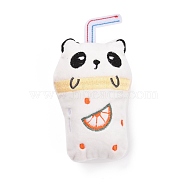 Cotton Doll Ornament Accessories, with Non-Woven Fabric & Velvet Finding, for DIY Brooch, Bag, Socks, Scarves, Panda Milk Tea Cup with Watermelon, White, 120x67x40mm(DIY-A027-03)