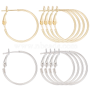 24Pcs 2 Colors Brass Hoop Earring Findings, Ear Wire, Ring, Real Gold Plated & Real Platinum Plated, 21 Gauge, 24.5~25x1.2mm, Pin: 0.7mm, 12Pcs/color(FIND-BBC0003-24)
