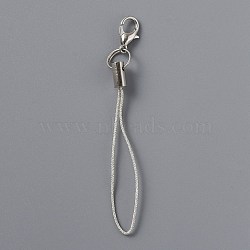 Polyester Cord Mobile Straps, with Alloy Findings, Platinum, 7.2cm(FIND-WH0050-40A)