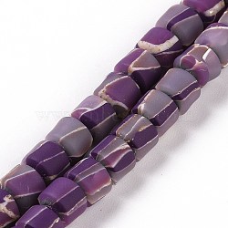 Handmade Polyester Clay Beads Strand, with Gold Foil, Column, Indigo, 7x6~6.5mm, Hole: 1.6~2mm, about 59~63pcs/strand, 15.55''~16.34''(39.5~41.5cm)(CLAY-P001-03B)