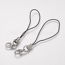 Cord Loop, with Alloy Lobster Claw Clasps, Iron Ring and Nylon Cord, Platinum, 70x0.8mm(X-MOBA-G064-P)