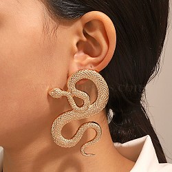 Alloy Stud Earrings, Snake, Light Gold, 65x67mm(EJEW-R021-03KCG-01)