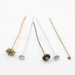 Alloy Pins, Mixed Style, Mixed Color, 53~58mm, Pin Head: 3.5~6x3.5~6mm, Pin: 1mm(PALLOY-MSMC007-M)