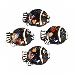 Handmade Porcelain Big Pendants with Heart Pattern, Fish, Coconut Brown, 37.5~38.5x55~57.5x10~11mm, Hole: 5mm(PORC-T006-09)